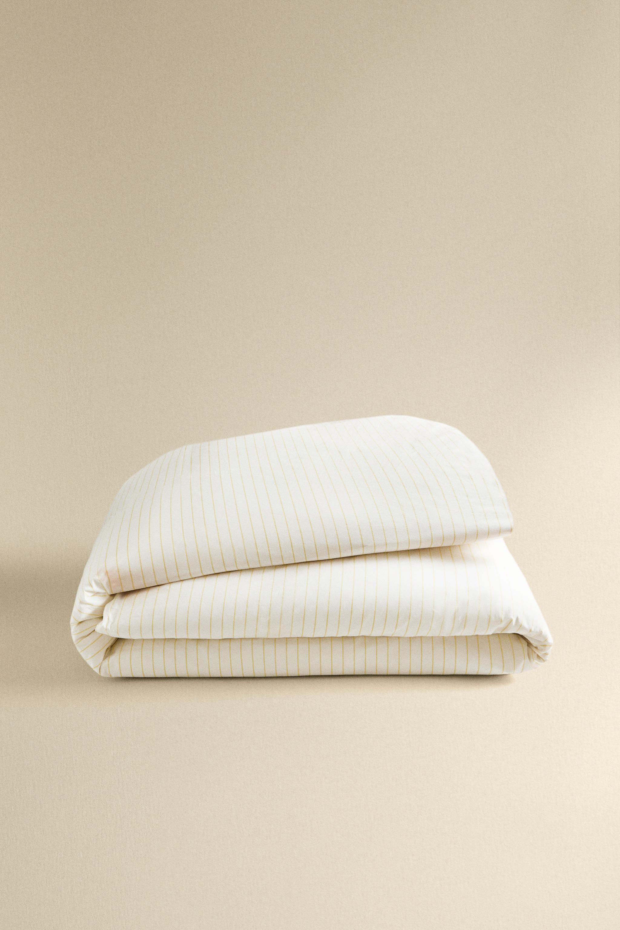 FADED STRIPED COTTON DUVET COVER